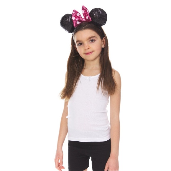 Disney Girls Minnie Mouse Headband Pink and Black Sequins NEW - Picture 3 of 8